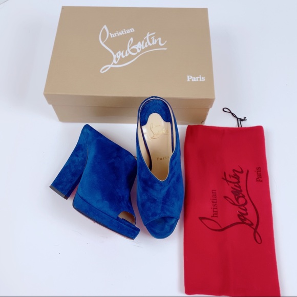 Christian Louboutin Shoes - Christian Louboutin Roche Suede Mule 120 Blue 37